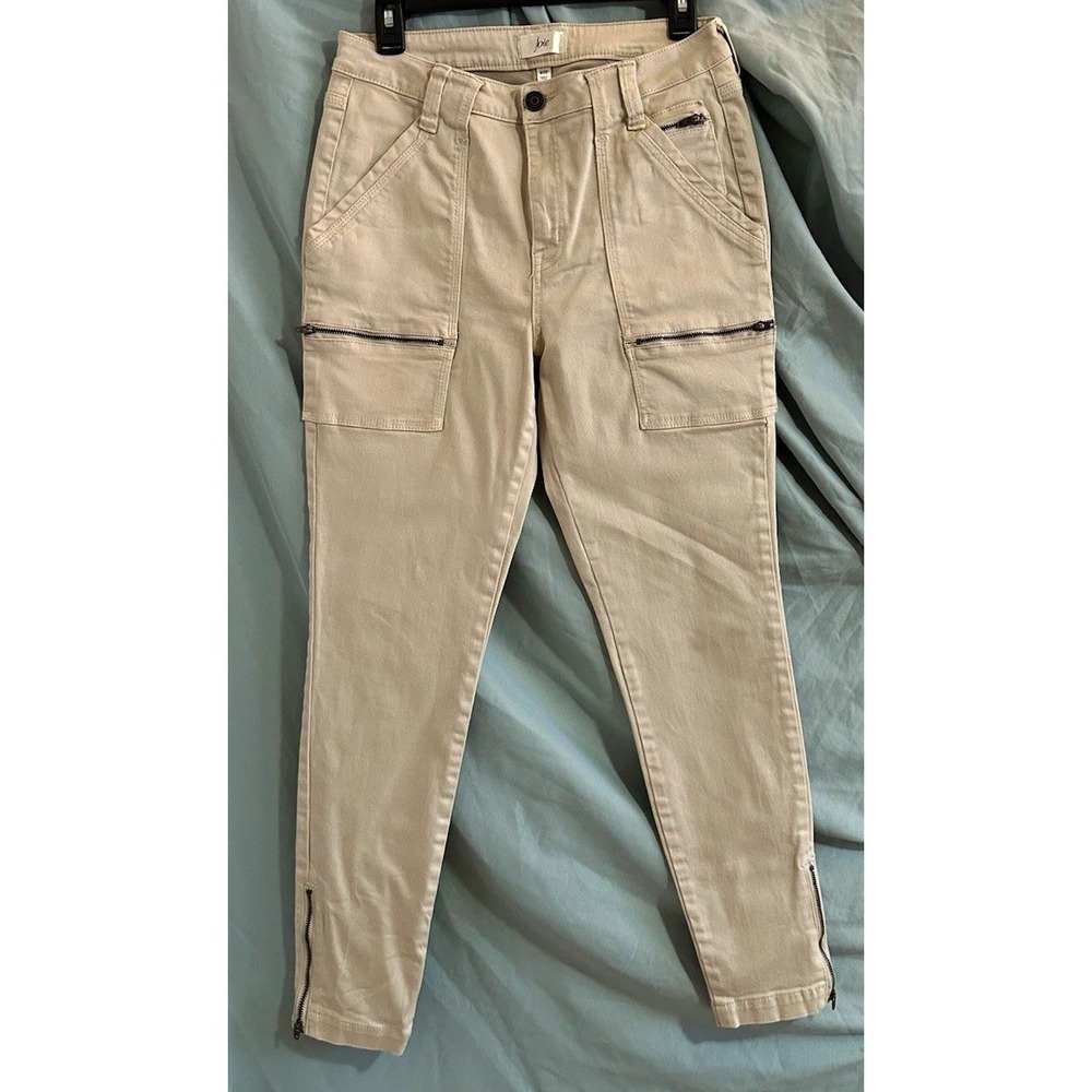 Joie Women's Beige Skinny Denim Jeans Slim Fit Mid Rise 5-Pocket Zip Size 8